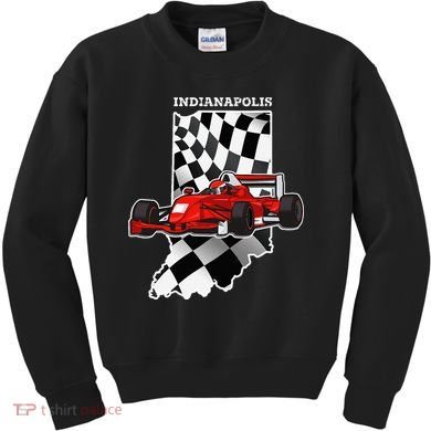 IndyCar Racing Indianapolis Map Checkered Flag Racer Kids Sweatshirt
