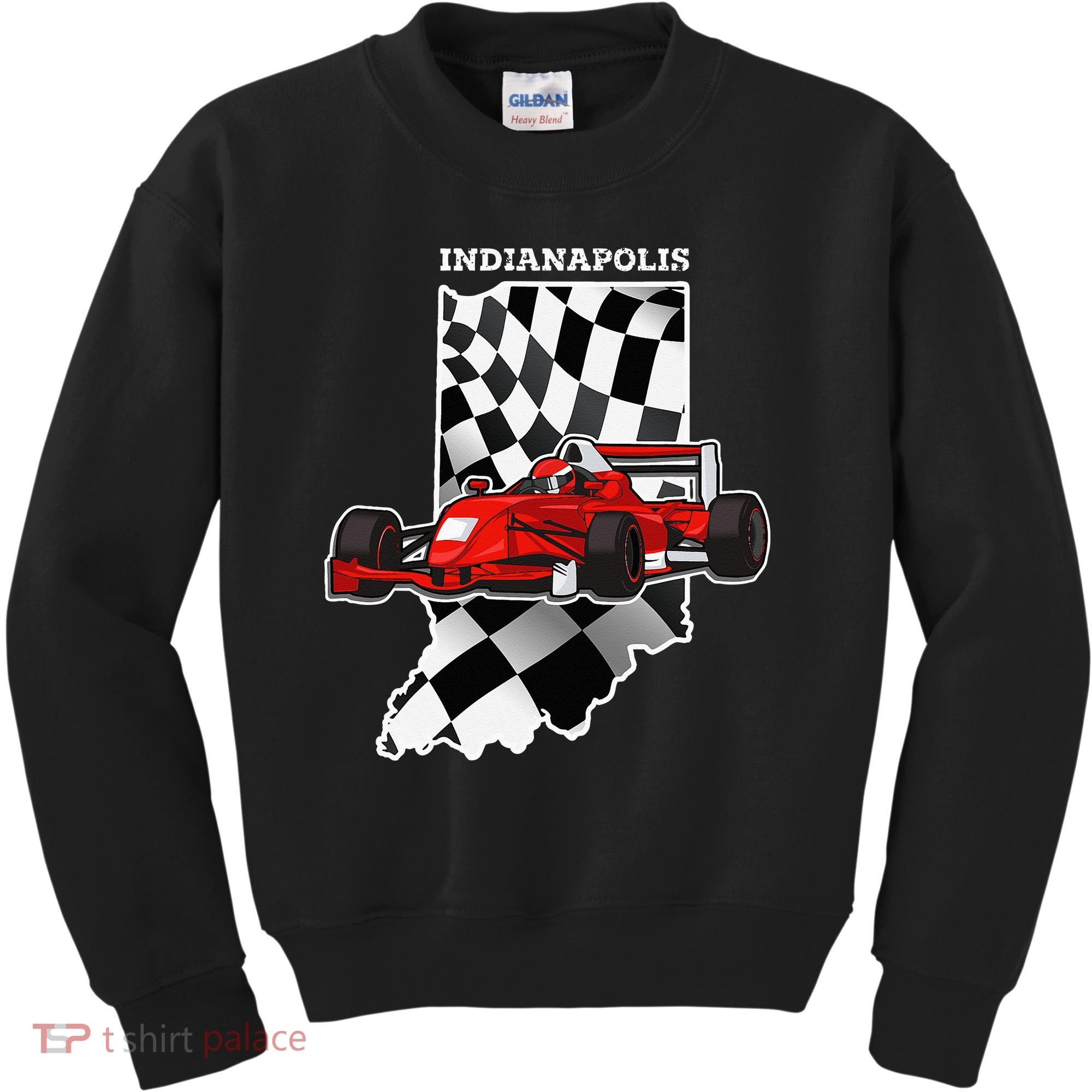 IndyCar Racing Indianapolis Map Checkered Flag Racer Kids Sweatshirt