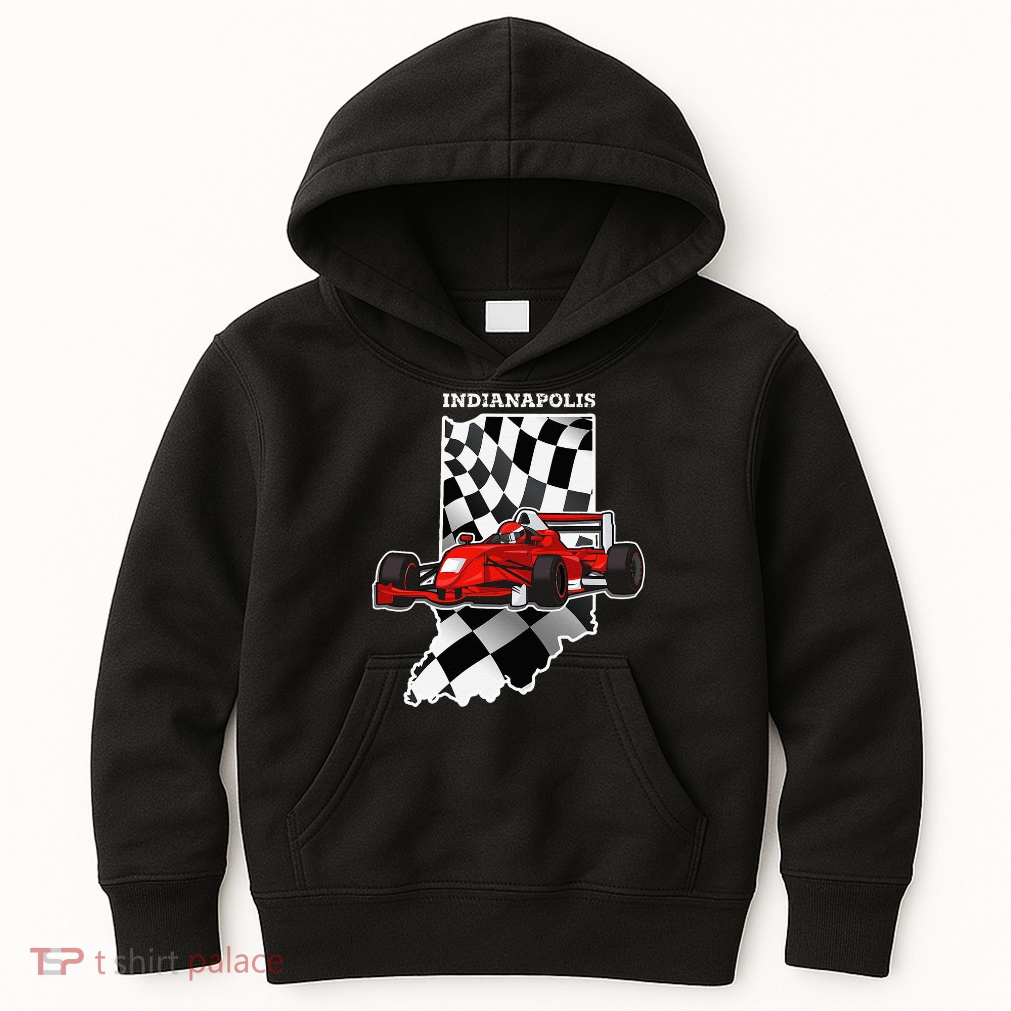 IndyCar Racing Indianapolis Map Checkered Flag Racer Kids Hoodie