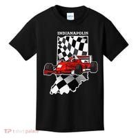 IndyCar Racing Indianapolis Map Checkered Flag Racer Kids T-Shirt thumb 0