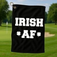 Irish AF St Patrick's Day Clover Golf Towel thumb 1