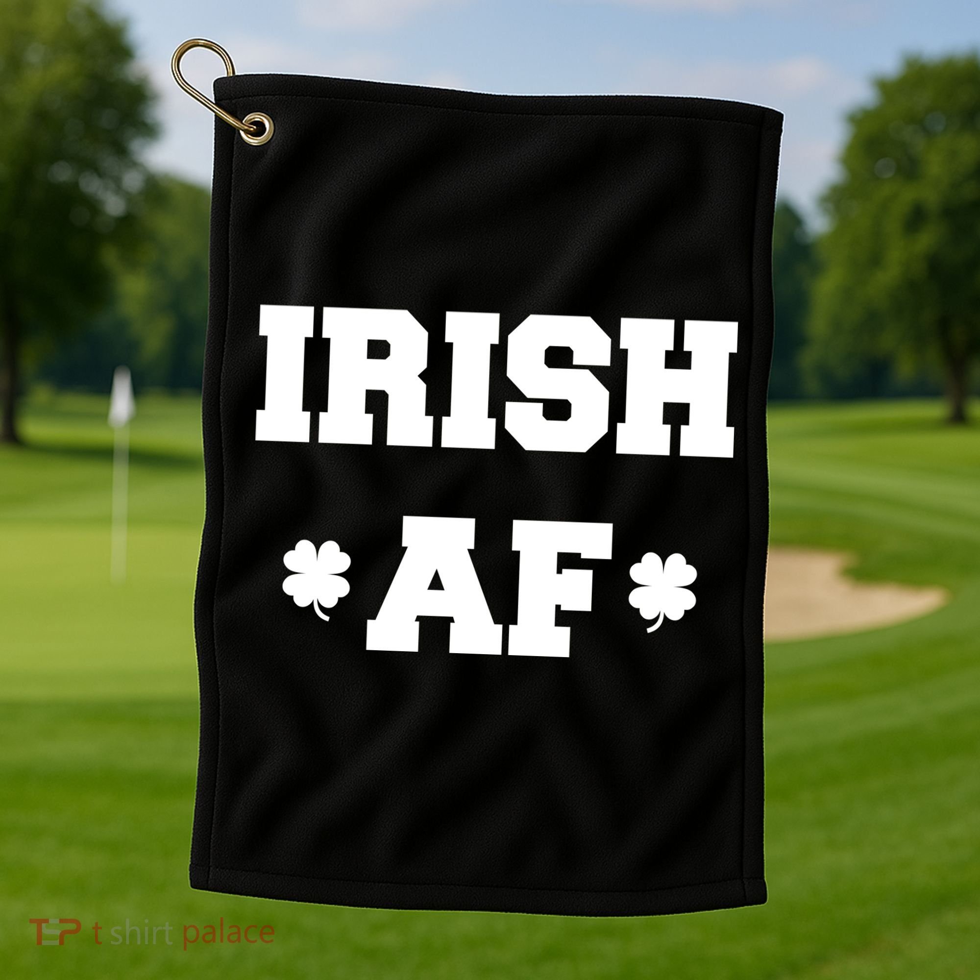 Irish AF St Patrick's Day Clover Golf Towel
