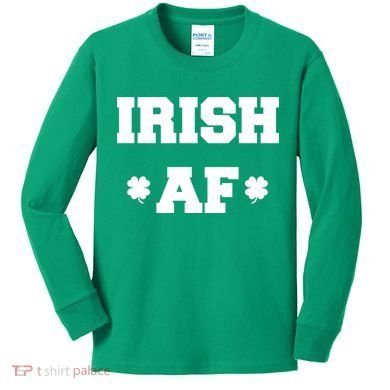 Irish AF St Patrick's Day Clover Kids Long Sleeve Shirt