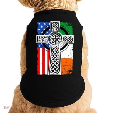 Irish American USA Flag Celtic Cross St Patrick's Day Doggie Tank