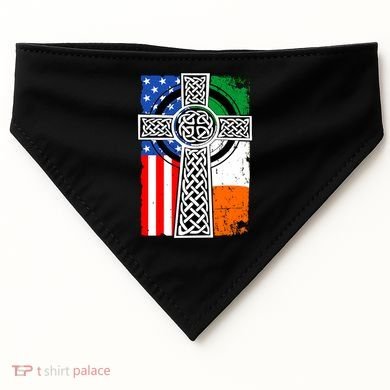 Irish American USA Flag Celtic Cross St Patrick's Day USA-Made Doggie Bandana