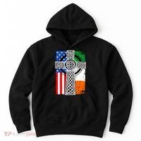 Irish American USA Flag Celtic Cross St Patrick's Day Hoodie thumb 0