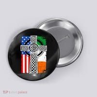 Irish American USA Flag Celtic Cross St Patrick's Day Button thumb 0