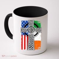 Irish American USA Flag Celtic Cross St Patrick's Day Coffee Mug thumb 0