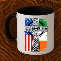 Irish American USA Flag Celtic Cross St Patrick's Day Coffee Mug thumb 2