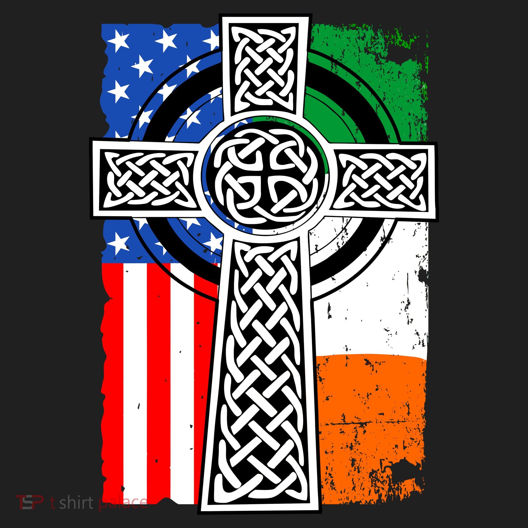 Irish American USA Flag Celtic Cross St Patrick's Day Tumbler