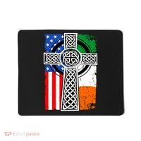 Irish American USA Flag Celtic Cross St Patrick's Day Mousepad thumb 0