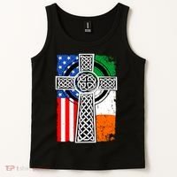 Irish American USA Flag Celtic Cross St Patrick's Day Tank Top thumb 2