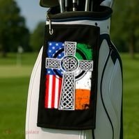 Irish American USA Flag Celtic Cross St Patrick's Day Golf Towel thumb 2