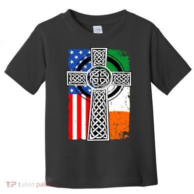 Irish American USA Flag Celtic Cross St Patrick's Day Toddler T-Shirt