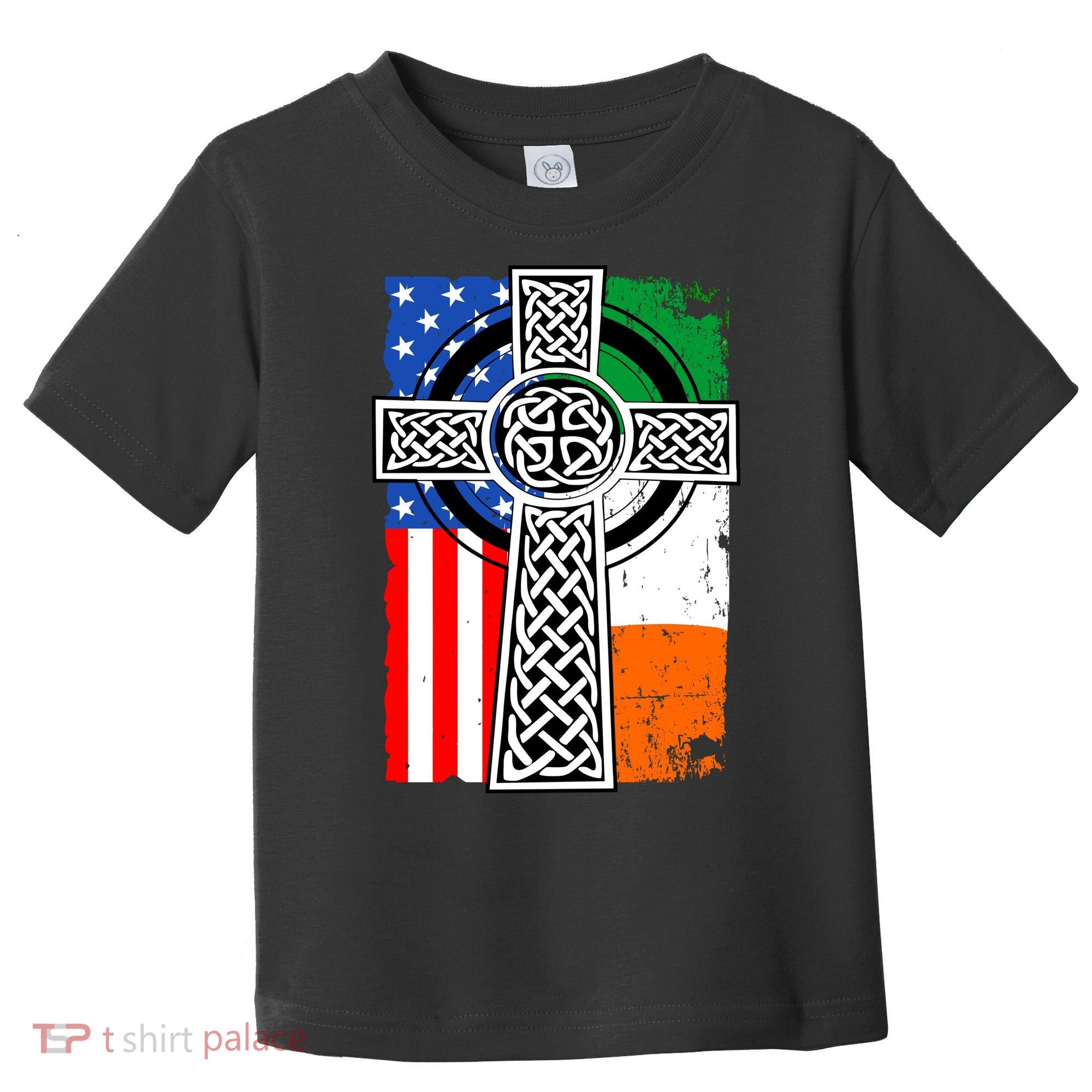 Irish American USA Flag Celtic Cross St Patrick's Day Toddler T-Shirt