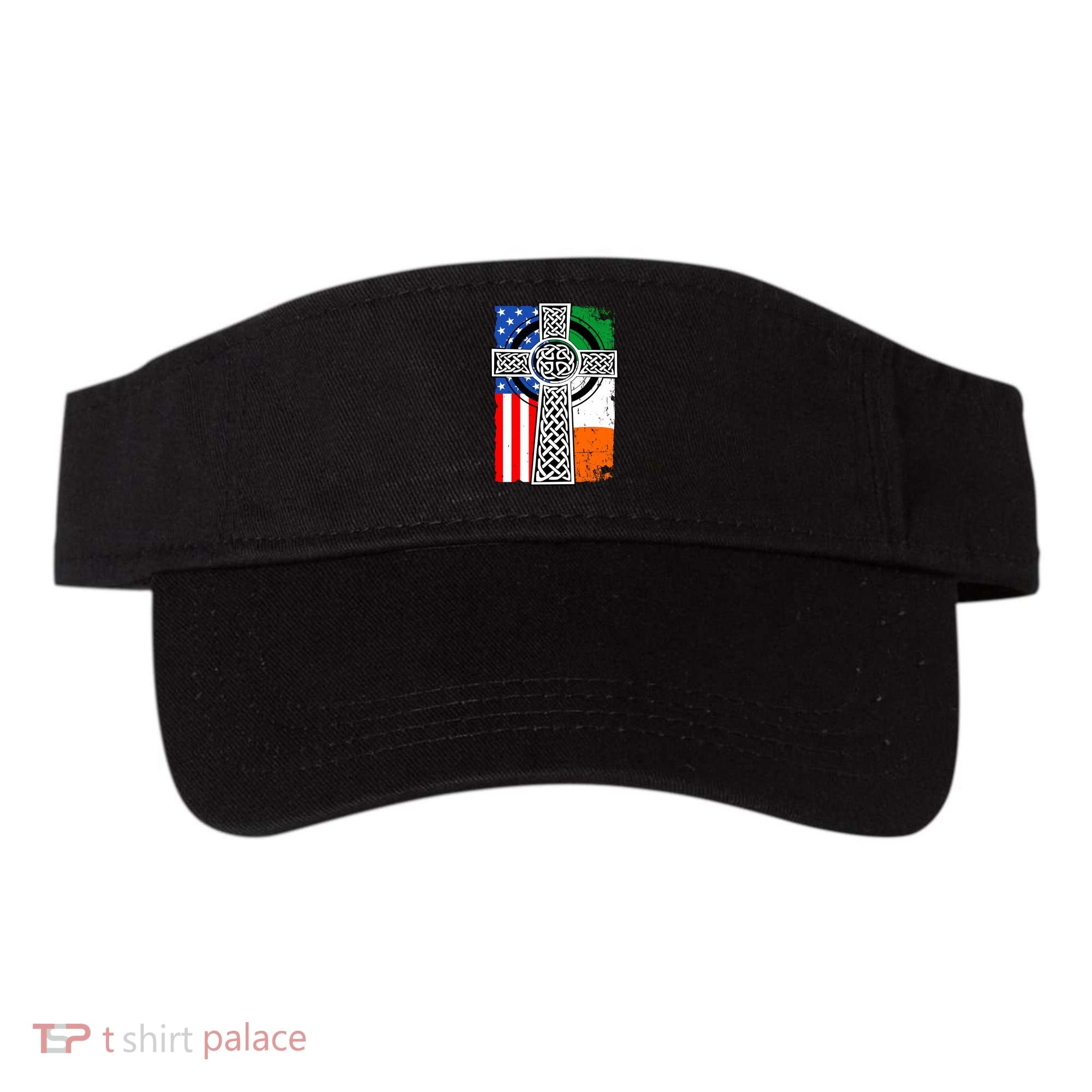 Irish American USA Flag Celtic Cross St Patrick's Day Visor