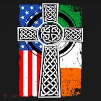 Irish American USA Flag Celtic Cross St Patrick's Day Women's Long Sleeve Shirt thumb 2