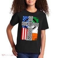 Irish American USA Flag Celtic Cross St Patrick's Day Kids T-Shirt thumb 2