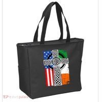 Irish American USA Flag Celtic Cross St Patrick's Day Tote Bag thumb 2