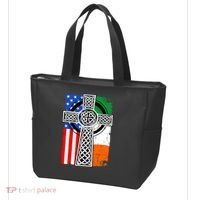 Irish American USA Flag Celtic Cross St Patrick's Day Tote Bag thumb 3