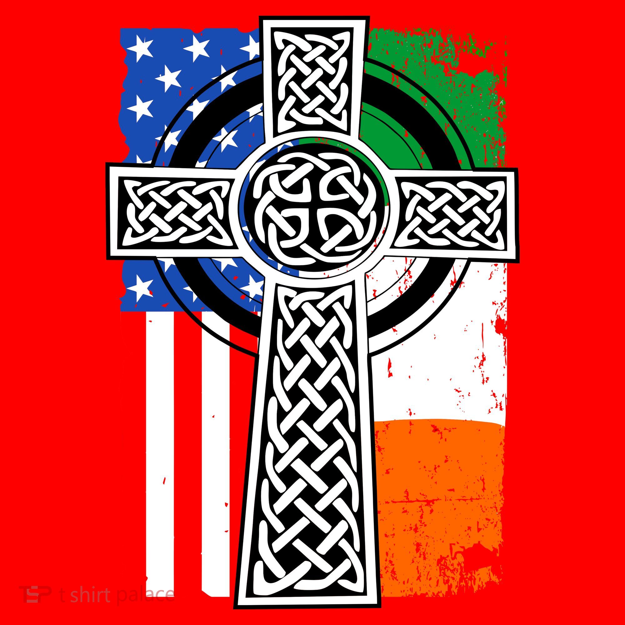 Irish American USA Flag Celtic Cross St Patrick's Day Santa Hat
