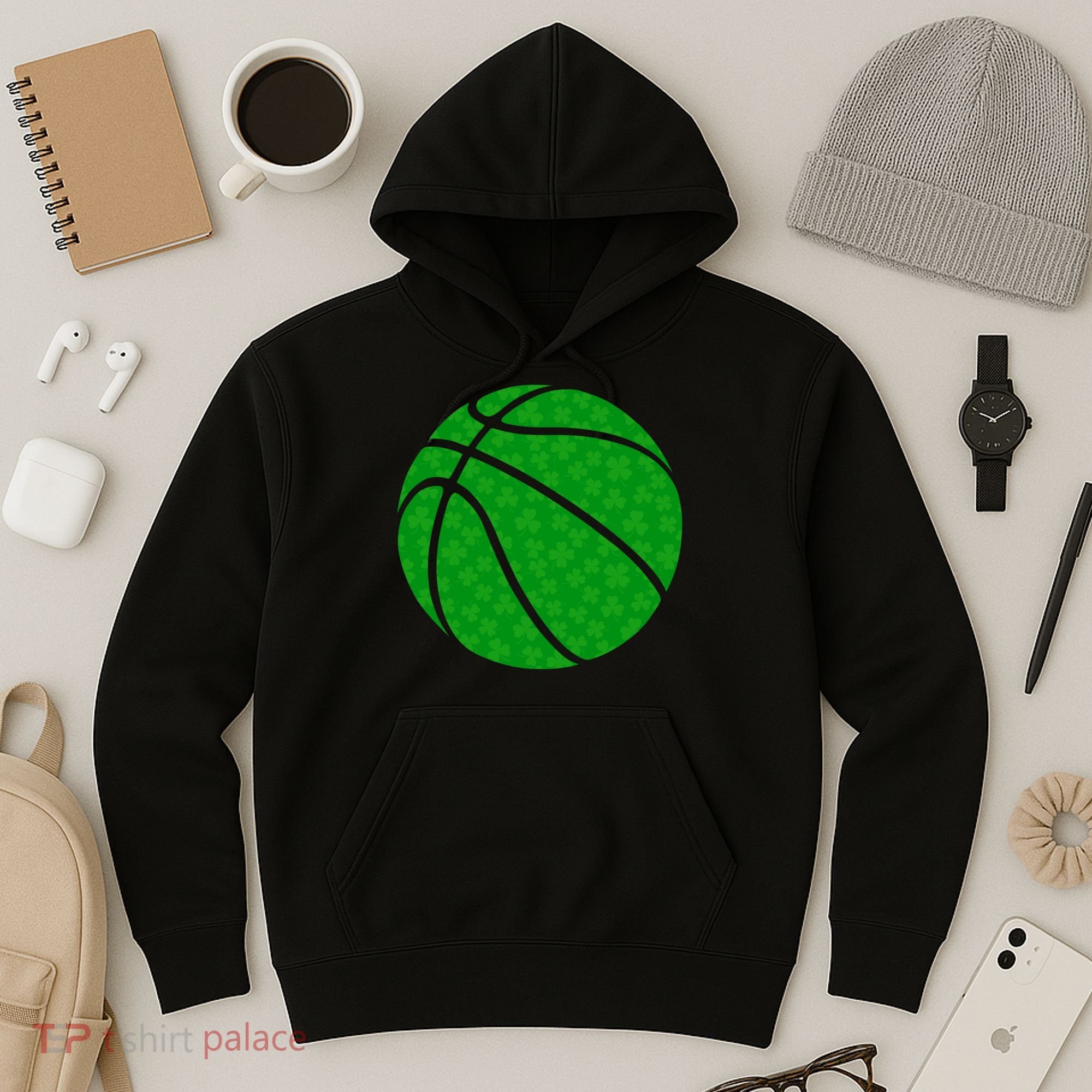 Irish Basketball Shamrock Clover Hoodie