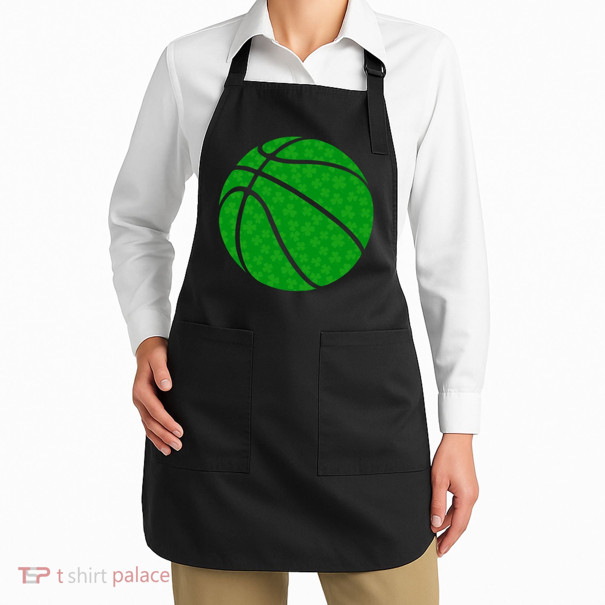 Irish Basketball Shamrock Clover Apron