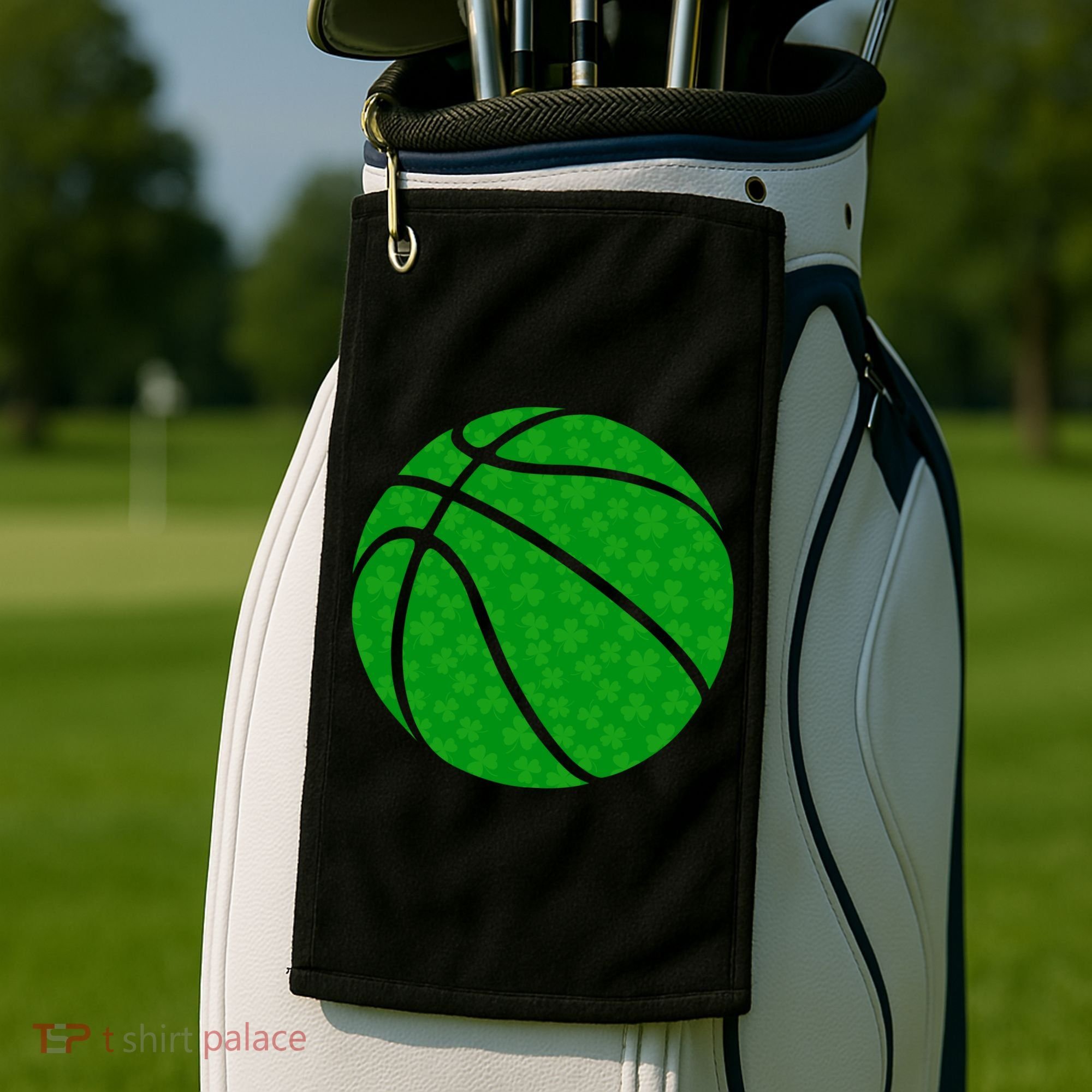 Irish Basketball Shamrock Clover Golf Towel