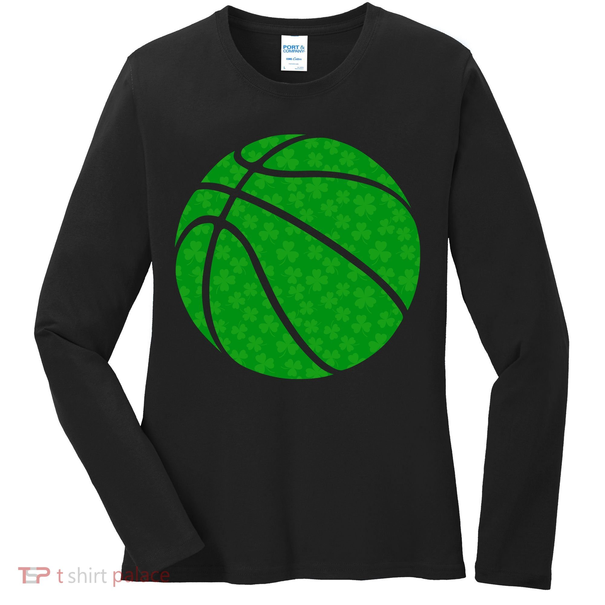 Irish Basketball Shamrock Clover Women's Long Sleeve Shirt