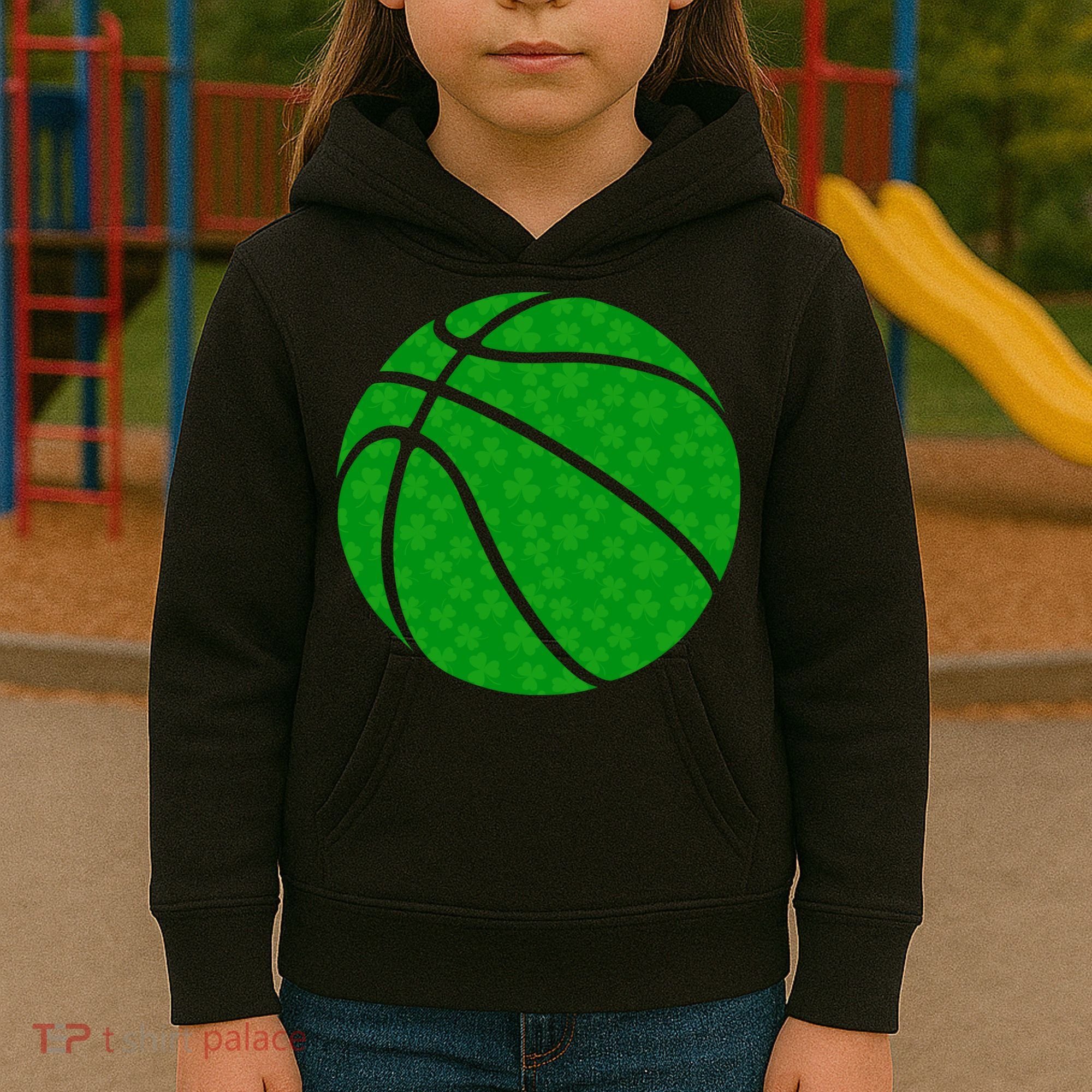 Irish Basketball Shamrock Clover Kids Hoodie