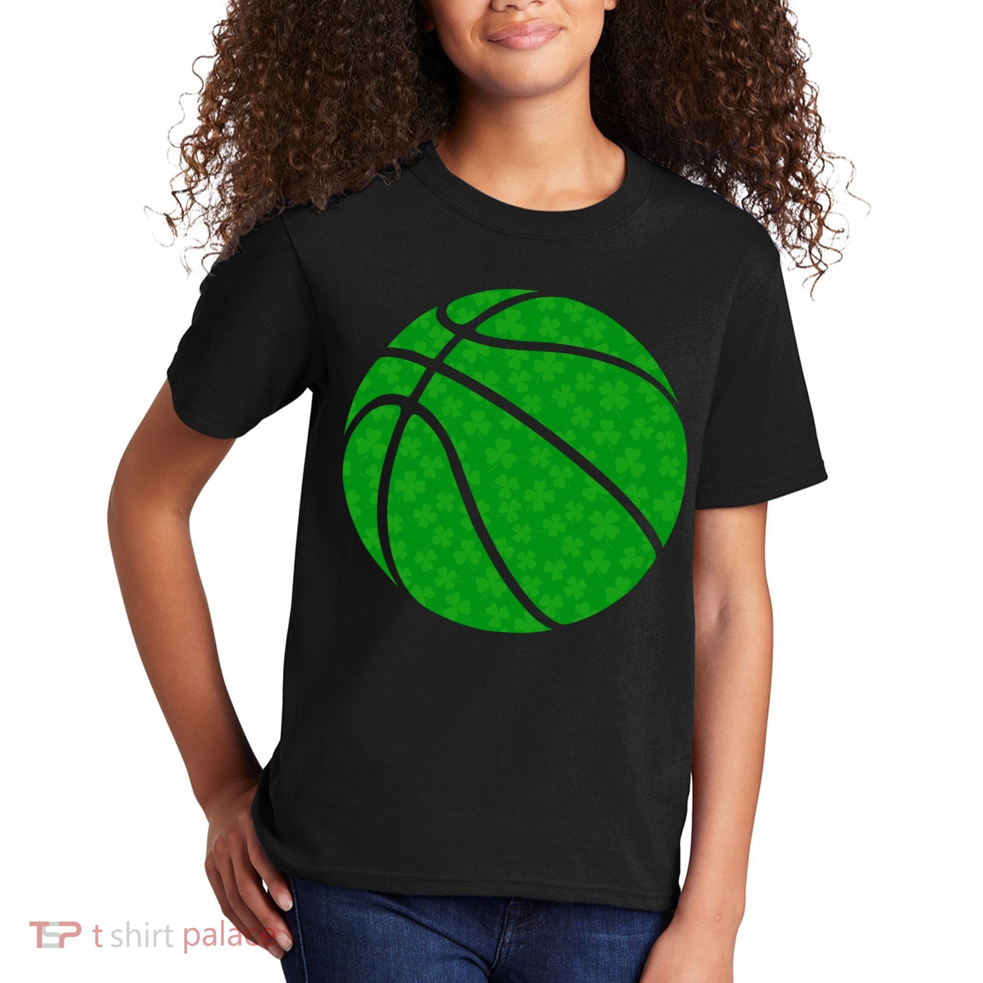 Irish Basketball Shamrock Clover Kids T-Shirt
