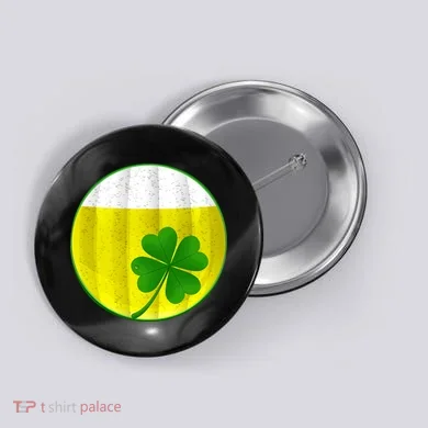 Irish Beer Clover Flag Button