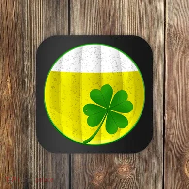 Irish Beer Clover Flag Coaster