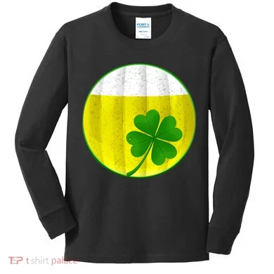 Irish Beer Clover Flag Kids Long Sleeve Shirt
