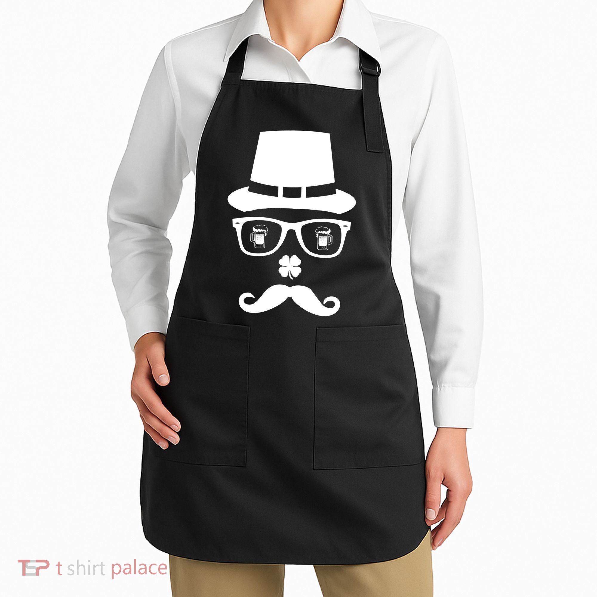 Irish Beer Mustache St. Patrick's Day Face Apron