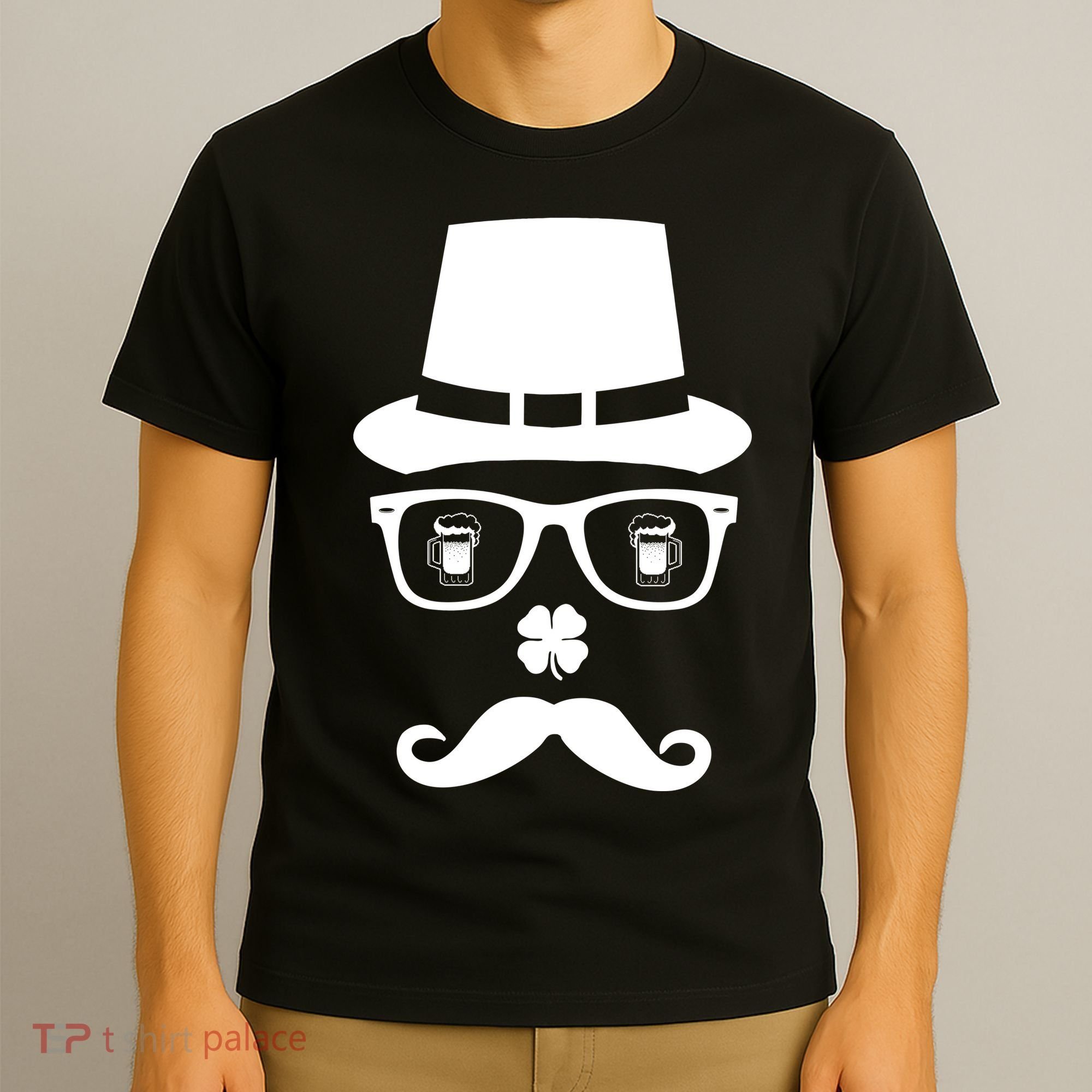 Irish Beer Mustache St. Patrick's Day Face T-Shirt