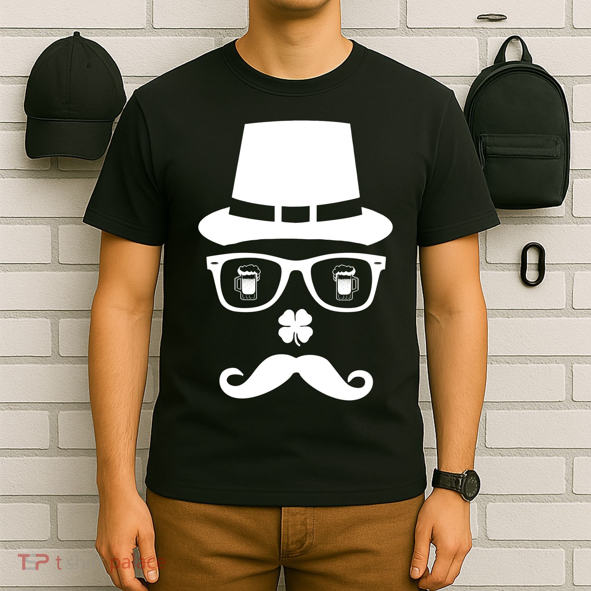 Irish Beer Mustache St. Patrick's Day Face T-Shirt