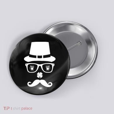 Irish Beer Mustache St. Patrick's Day Face Button