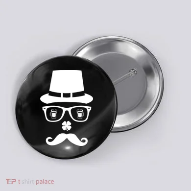 Irish Beer Mustache St. Patrick's Day Face Button