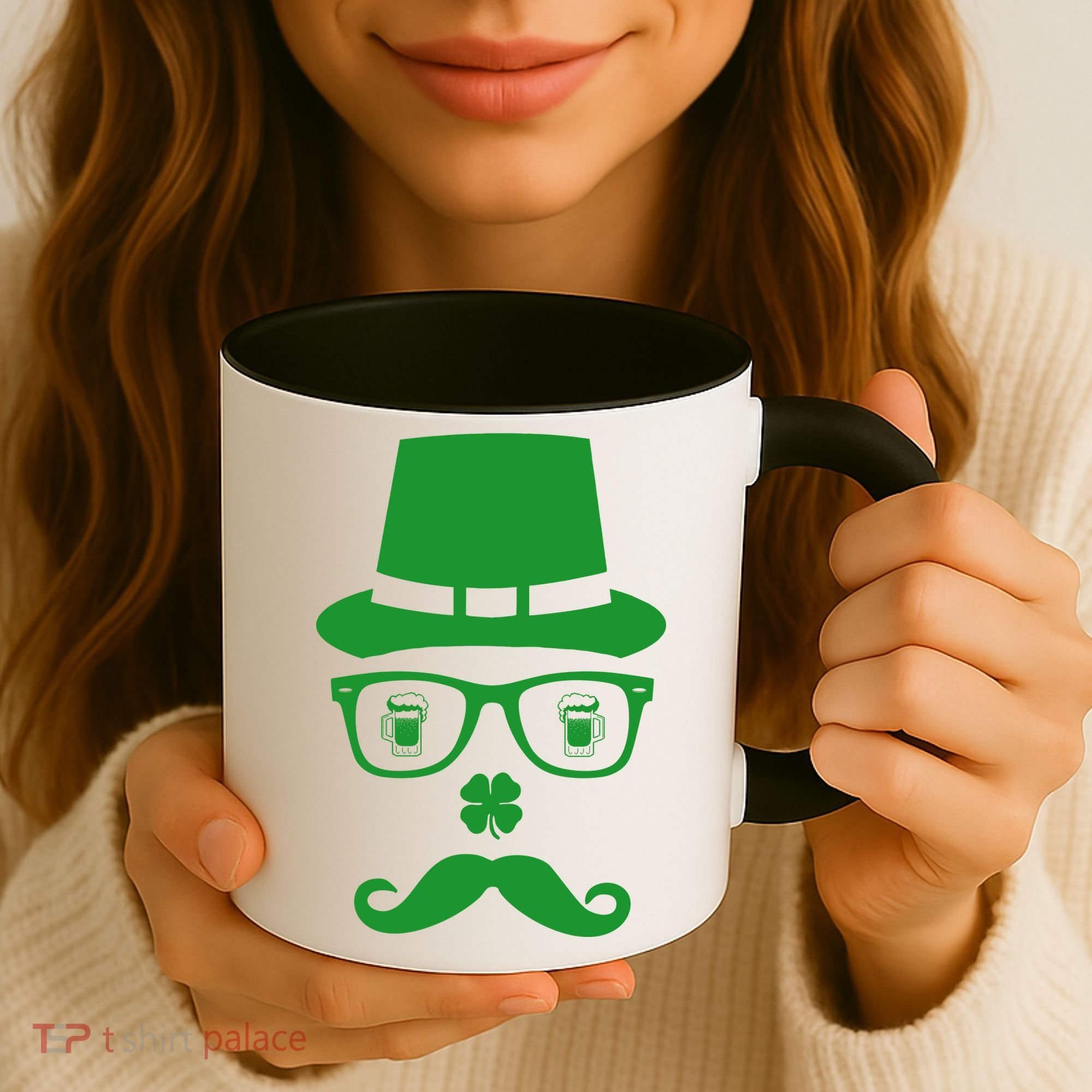 Irish Beer Mustache St. Patrick's Day Face Coffee Mug