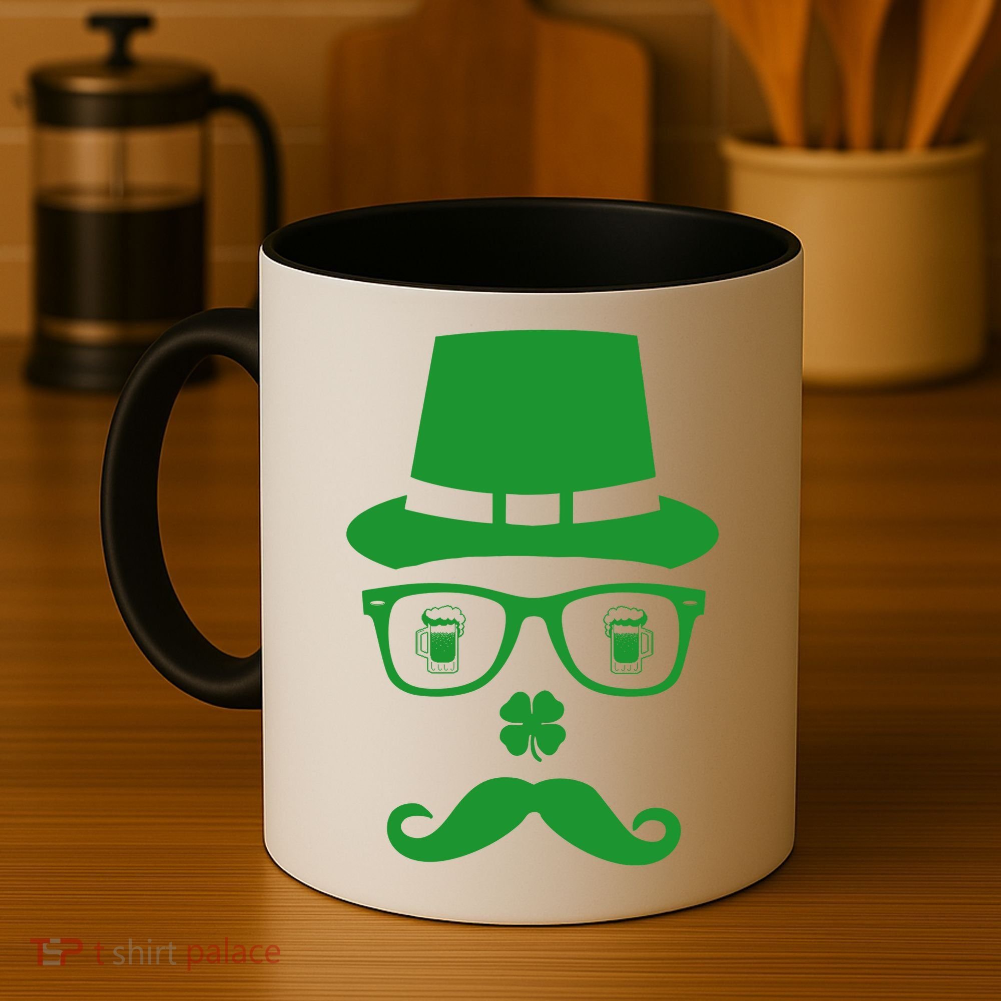 Irish Beer Mustache St. Patrick's Day Face Coffee Mug