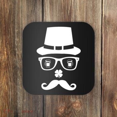 Irish Beer Mustache St. Patrick's Day Face Coaster