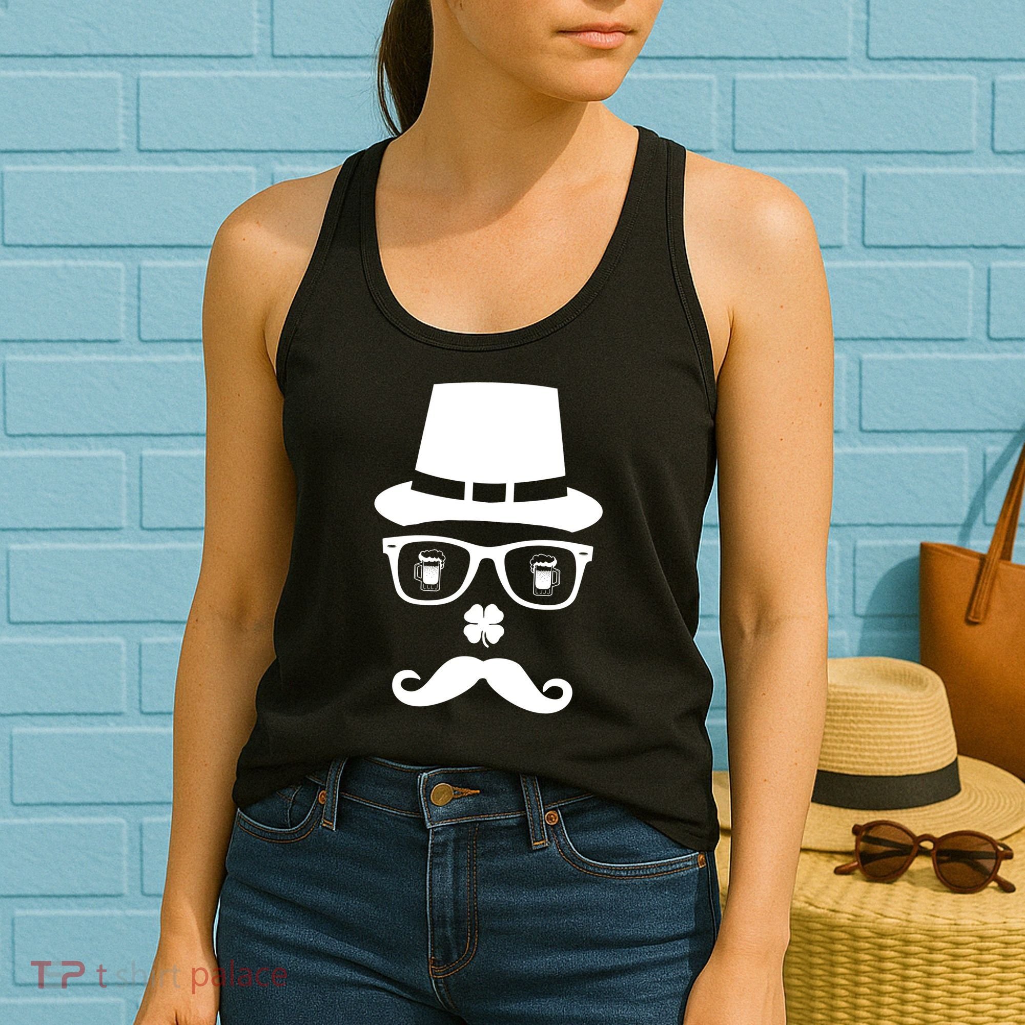 Irish Beer Mustache St. Patrick's Day Face Women's Tank Top