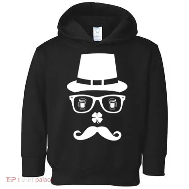 Irish Beer Mustache St. Patrick's Day Face Toddler Hoodie
