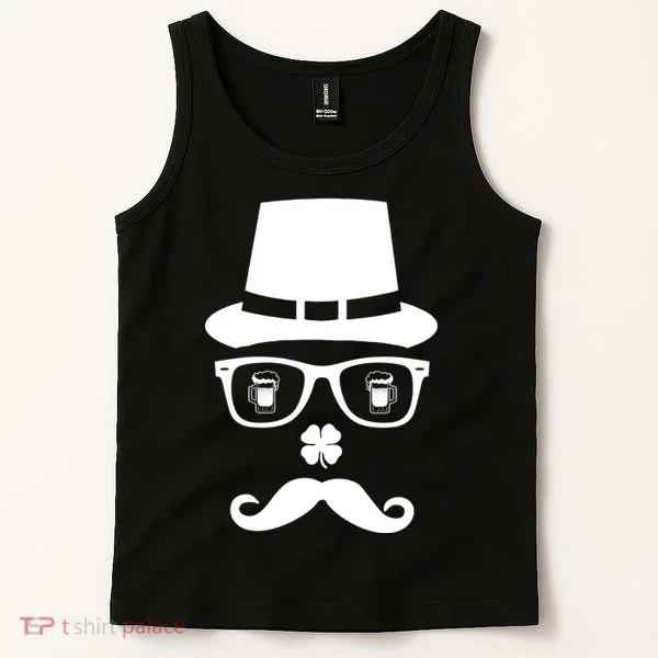 Irish Beer Mustache St. Patrick's Day Face Tank Top
