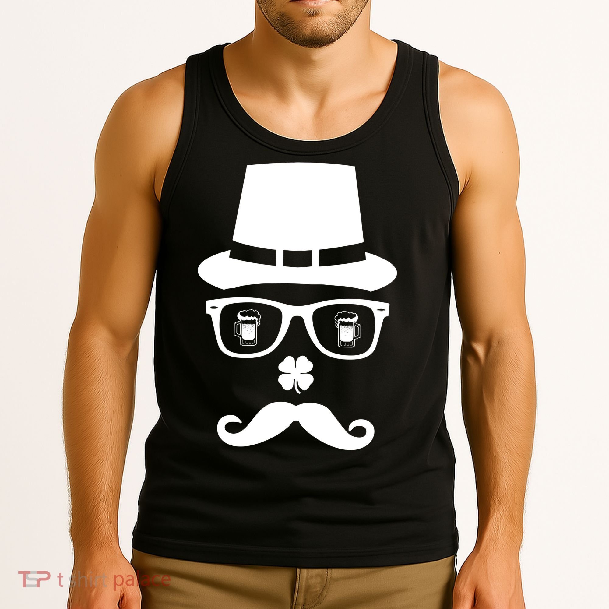 Irish Beer Mustache St. Patrick's Day Face Tank Top