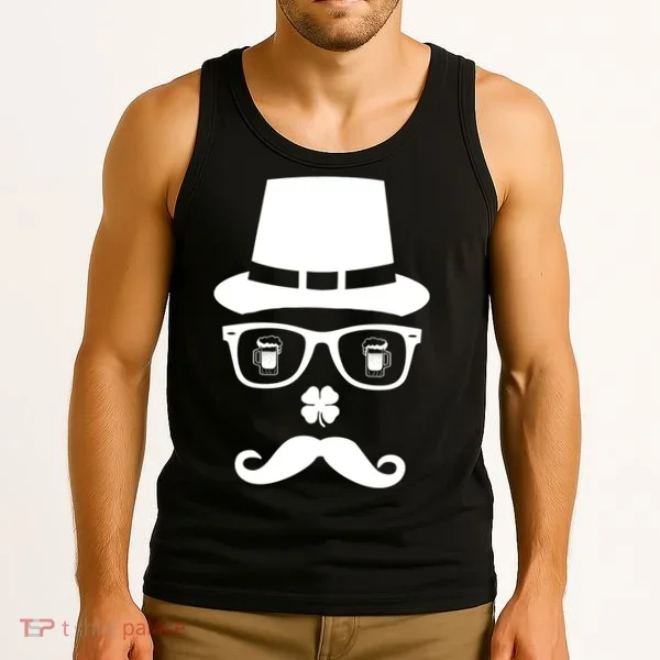 Irish Beer Mustache St. Patrick's Day Face Tank Top
