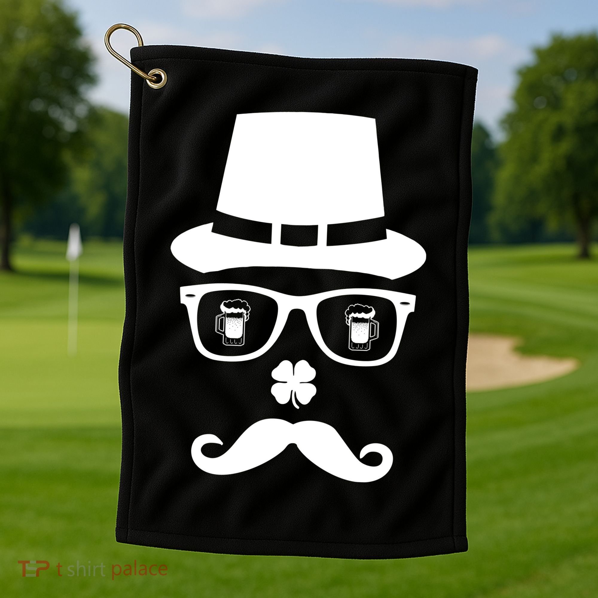 Irish Beer Mustache St. Patrick's Day Face Golf Towel