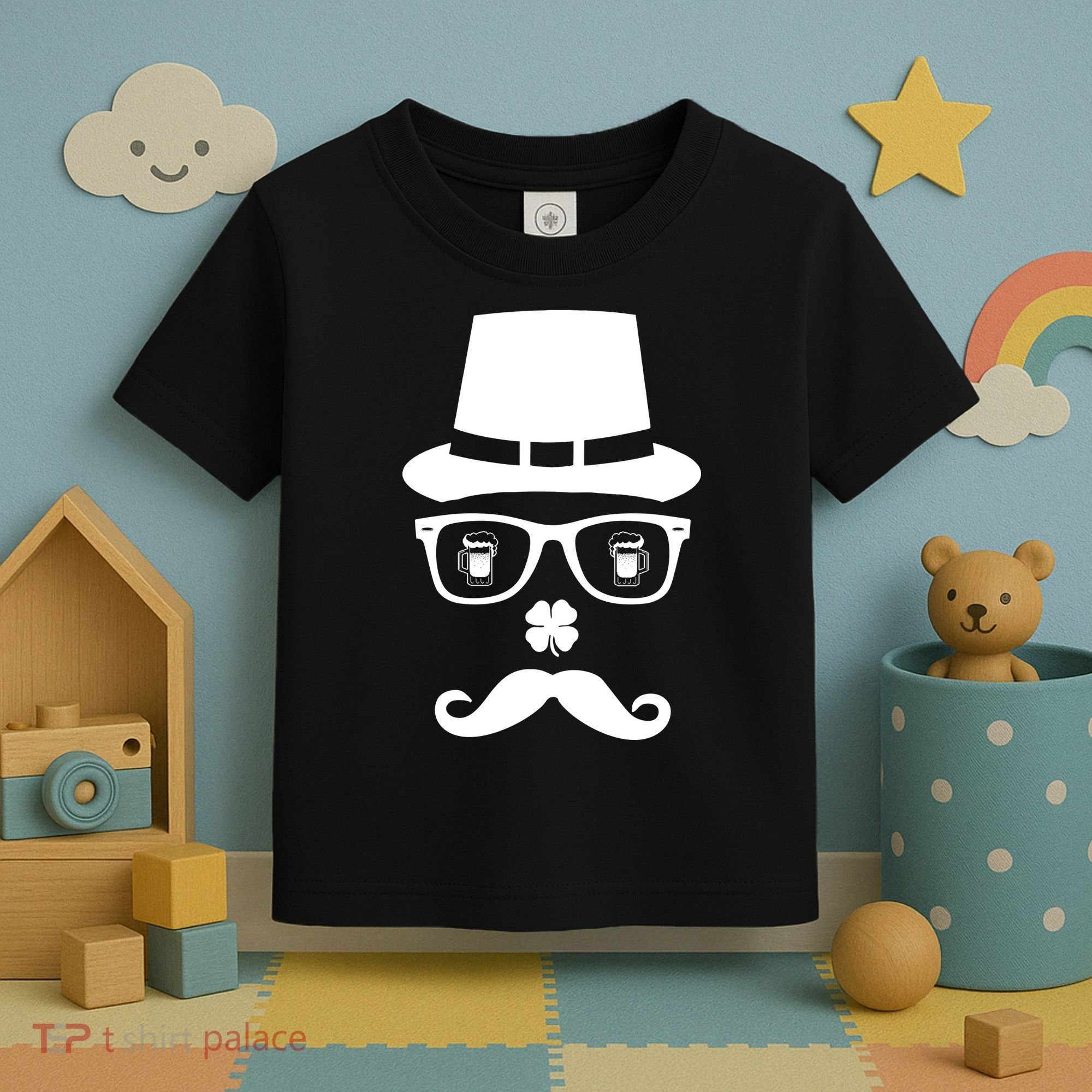 Irish Beer Mustache St. Patrick's Day Face Toddler T-Shirt