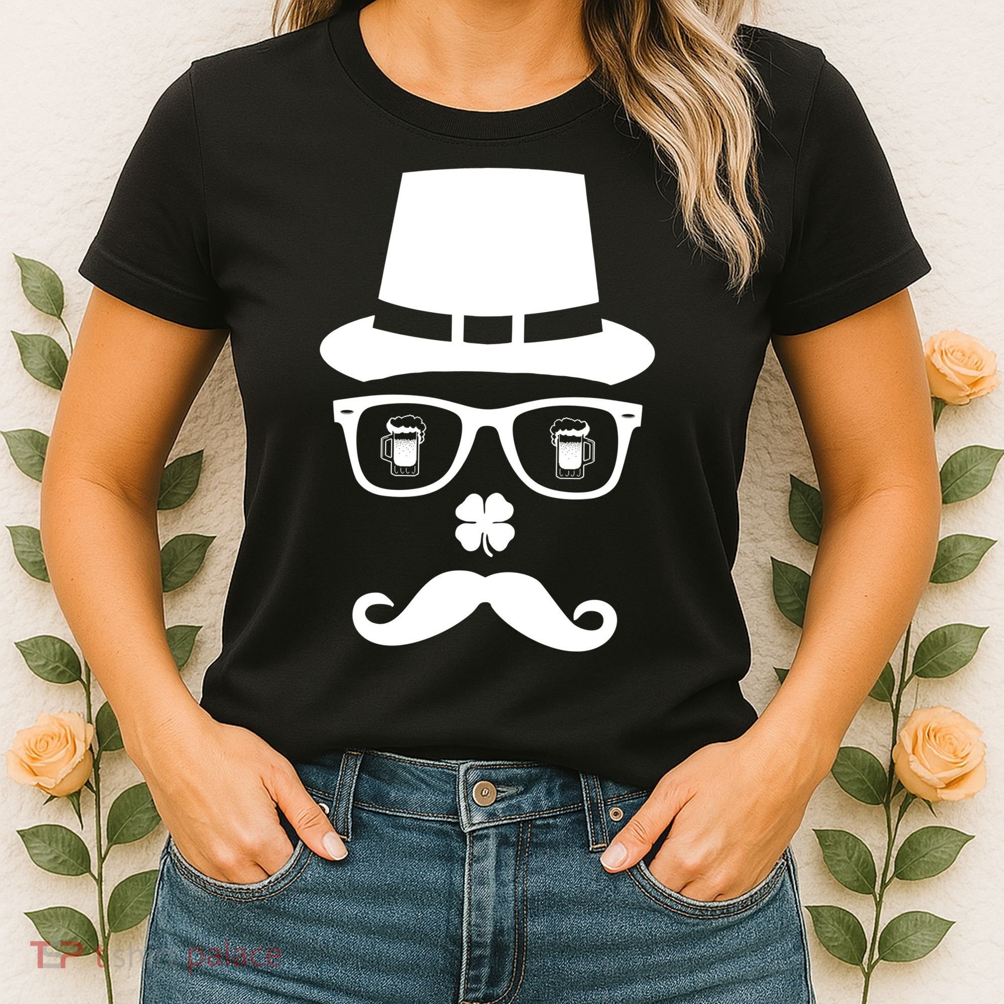 Irish Beer Mustache St. Patrick's Day Face Women's T-Shirt